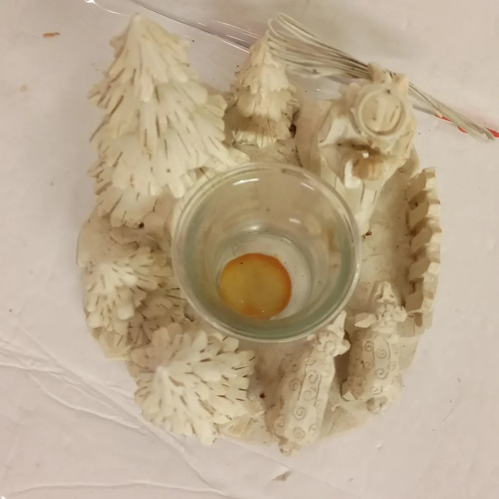 Praying Angel Candle Holder with Sheep Polyresin Christmas Nativity Scene